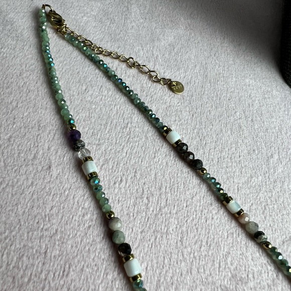 SOLD Bead Necklace Faux Shell Pendant Charm Beach Jewelry seashell beaded neckla - Picture 14 of 15